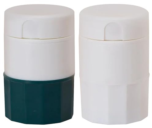 Cortador de pastillas 2 piezas divisor de pastillas 3 en 1 trituradora y organizador de tabletas, divisor de tamaño de viaje caja de almacenamiento compacta para, vitaminas