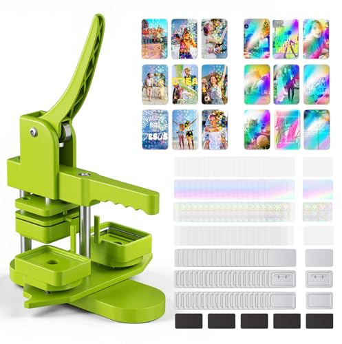 60 * 40 mm Buttonmaschine mit 50 Stück Metall-Ansteckern für die Herstellung rechteckiger Buttons und 50 Stück Kühlschrankmagneten, Geschenk-Buttons, Team-Badge, für Bastel- und DIY-Projekte