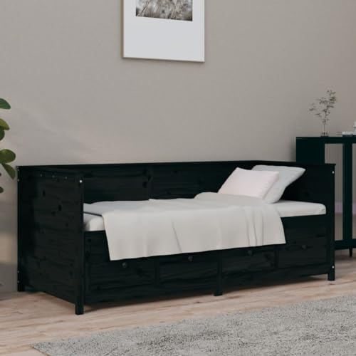 QZZCED Schlafsofa aus massivem Kiefernholz, 75 x 190 cm, mit Aufbewahrungsboxen, Sofa umwandelbar in ein Bett für kleine Räume, Mehrzweckdesign und robuste Struktur