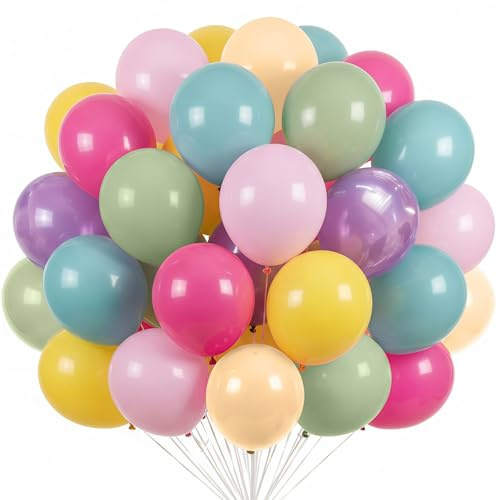 Pink Green Yellow Purple Blue Balloons Sage Green Hot Pink Dusty Blue Nude Balloon Boho Spring Meadows Floral Wild Flower Daisy Garden Rainbow Birthday Party Decorations for Girls Baby Shower Bloom