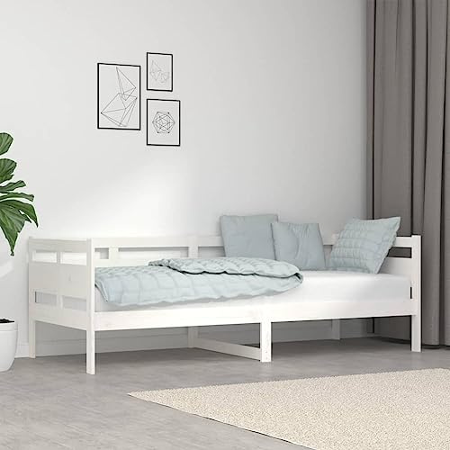 Ordellia Dagsäng, vit, massivt trä, furu, 80 x 200 cm, robust sängram för gästrum, mångsidig bäddsoffa av naturligt trä, stabil plattform för sovrum, hållbara möbler