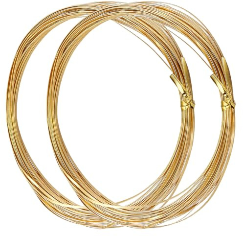 WEBEEDY 0.3mm Fil D'Aluminium Plat de Large pour Réalisation de Cloisonné Émaillé DIY 2 Rouleaux de Fils Métalliques Pliables en Or de 20m pour Bijoux DIY Approvisionnement en Artisanat(10m/Rouleau)