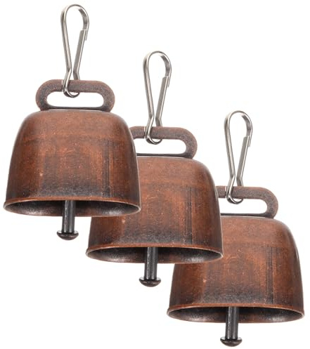 Ciieeo Set da 3 Campanelli in Metallo per Bestiame, Campane Anti-smarrimento per Pecore e Cavalli, Campanelli da Pascolo Resistenti in Stile Retrò Rosso Bronzo per Uso Agricolo e
