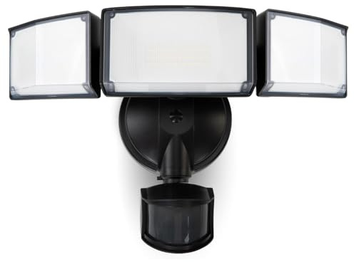 LUTEC 23W 3600LM LED Sicherheitsleuchte mit Bewegungsmelder Außen, 5000K Tageslicht, IP65 wasserdicht, Dämmerung bis Morgendämmerung, 3-Kopf Flutlicht für Garage, Hof, Veranda