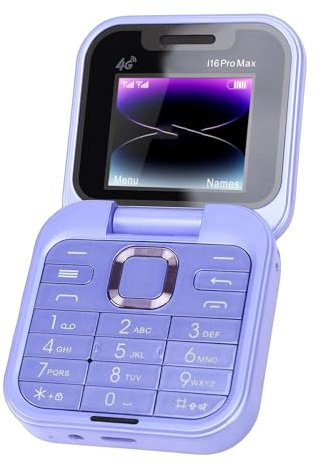 YUEHISY Seniors Flip Phone Unlocked 4G LTE, Compact 1.77 Inch Screen Clamshell Phone with Dual SIM Slots, Large Button One Click Dialing High Volume Speaker (Purple)