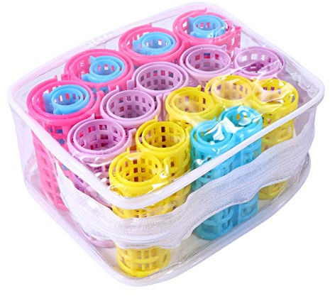 NOLITOY 20 Pcs Hair Rollers Self Grip Plastic Hair Curlers No Heat Light and Compact Easy to Carry and Family Beauty Salon Random Color