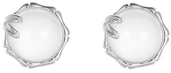 S925 Silver med Natural White Jade Runda Pärlor Örhängen Örhängen för Kvinnor Yoga Äkta