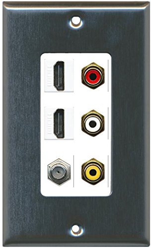 RiteAV 2 HDMI blanco coaxial RCA RCA rojo blanco RCA amarillo placa de pared blanco