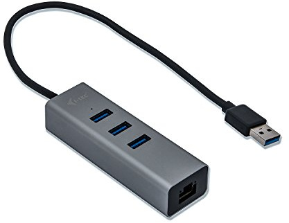 i-tec USB 3.0 Metal 3-Port USB HUB mit Gigabit Ethernet Adapter - 1x USB 3.0 auf RJ-45, 3x USB 3.0, LED-Kontrollleuchte für Ethernet-Anschluss
