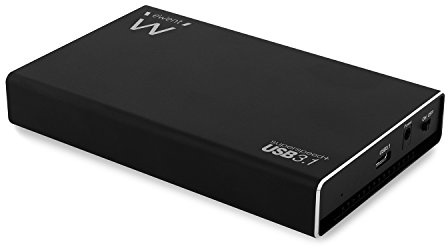 Ewent Case per Hard Disk e SSD SATA da 2,5 Pollici, USB-C e USB-A USB 3.2 Gen 2 fino a 10Gbps, Box Esterno in Alluminio con Supporto UASP, Compatibile HDD e SSD 7 mm e 9,5 mm, Nero
