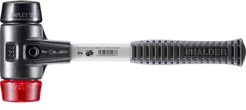 SIMPLEX-Schonhammer, Gummikomposition/Plastik; mit verstärktem Tempergussgehäuse und Fiberglasstiel | D=50 mm | 3726.050