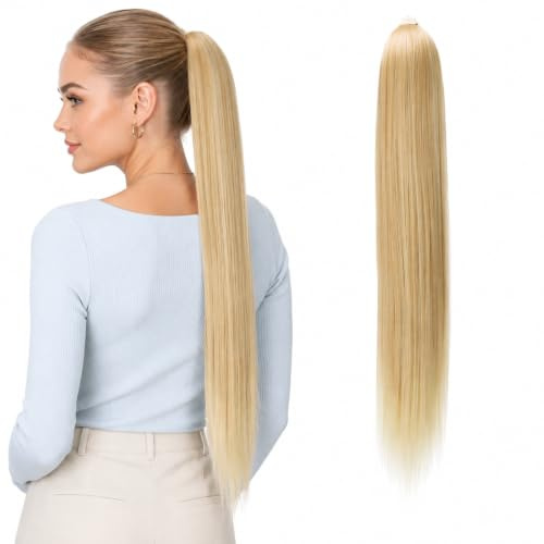 CAISHA 60cm Zopf Pferdeschwanz Extensions HaarteilHellblond Mix HC5a
