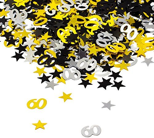 Oblique Unique® 60. Geburtstag Jubiläum Konfetti Gold Silber Schwarz Sterne Tisch Deko 500 Stück
