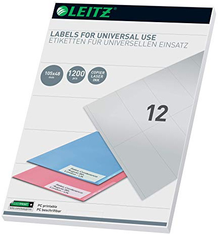 Leitz PC-beschriftbare Universal Etiketten 105 x 48 mm, Weiß, 61760001
