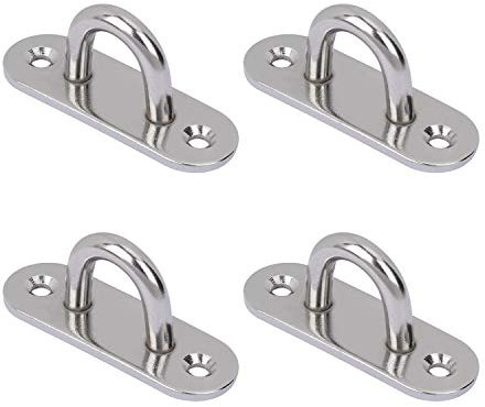 Crochet de Plafond Acier Inoxydable 4 Pièces Support Mural Plaques à Oeil Oblongues pour Chaise Accrochante Hamac Balançoires de Yoga Sac de Boxe Pots Fleurs