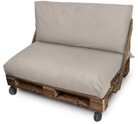 HAPPERS Cojines para Palets en Naylim Impermeable para Exterior 120x80 + 120x45 Piedra