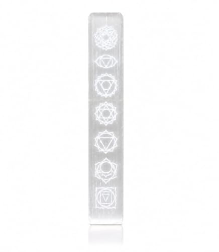 CRYSTALMIRACLE Sélénite Grand bâton gravé de 17,8 cm Cristal de guérison Reiki Feng Shui Pierre précieuse Cadeau Énergie Positive Méditation Bien-être Fabriqué à la Main