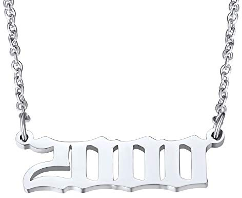 FindChic Damen Herren Kette mit Geburtsjahr 1985-2005 Anhänger Engelszahl 000-999 Anhänger Personalisierte Nummer Halskette Jahreszahl Kette für Geburtstag Valentinstag
