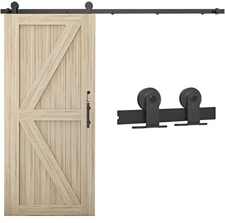 WOLFBIRD 5FT/150CM Binario per Porta Scorrevole Kit, Nero e Rustico Porta Scorrevole Kit Accessori per Porta Singola Scorrevole