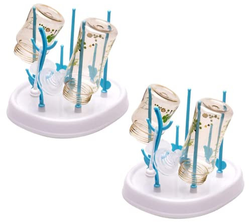 Abtropfgestell(2 Stücke), Flaschenständer, Babyflaschen Trockenständer, Flaschentrockner, Abtropfhalter Flaschen, Babyflaschen Abtropfgestelle, Für Flaschen, Bechern, Schnullerund Milchpumpe Zubehör