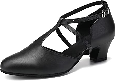 TINRYMX Scarpe da Ballo Latino Donna Punta Chiusa Americano Standard Salsa Tango Moderna Valzer Samba Party,L272-Nero-4.5CM,40 EU