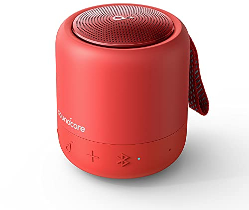 soundcore by Anker Mini 3, USB-C, Wasserschutz IPX7, Individueller EQ, Rot | Bluetooth-Lautsprecher mit BassUp und PartyCast Technologie