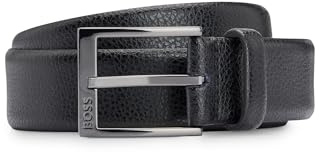 BOSS Herren Elloy Sz35 Gürtel aus genarbtem italienischem Leder mit Logo-Schließe