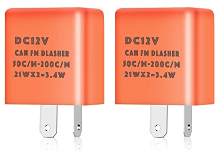 F Season 2 Stück 2-poliger Motorrad Einstellbarer 12V Blinkerrelais Motorradblinker für Fahrzeug Auto Motorräder Orange