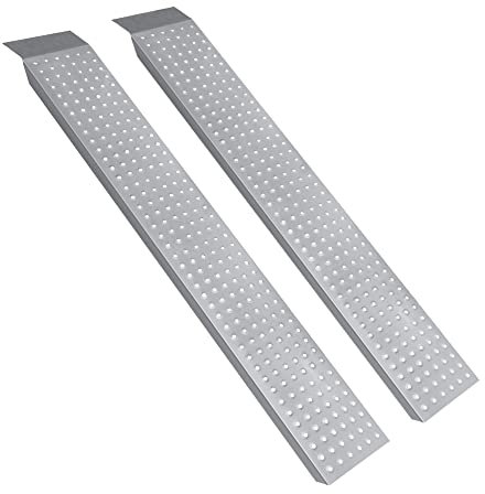 YRHome 2X Auffahrrampe 400 kg Verzinkter Stahl Verladeschiene Verladerampen rutschfest Laderampe Anhängerrampe für Motorrad Anhänger Wohnwagen Rasenmäher Rasentraktor 135cm, Silber
