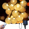 Luces Cadena Solares, 60 LED de Bola Cristal con Control Remoto, Alimentadas por Energía Solar/USB, Guirnalda Luces Exterior para Jardín, Decoraciones Interiores y Exteriores(Blanco Cálido)