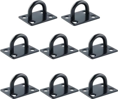 Mooche 8 Pièces Crochets à œillet en Acier Inoxydable 304, Noir | Crochet de Fixation Murale de Plafond Robuste, pour Sangle d'Entraînement, Balançoire, Hamac,Boxe Sac de Frappe