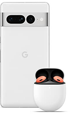 Google Pixel 7 Pro – Unlocked Android 5G smartphone with telephoto lens, wide-angle lens and 24-hour battery – 256GB – Snow + Pixel Buds Pro Wireless Earbuds, Bluetooth Headphones – Coral