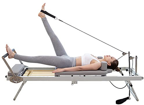 CIYEFHSEF Ohn66 Pilates Reformer Multifunktional Faltbares Yoga Bett Pilates Bett Fitnessgerät Einstellbare Intensität Aluminiumlegierung Grau Stahl ABS PP Schwamm 200 kg Tragkraft