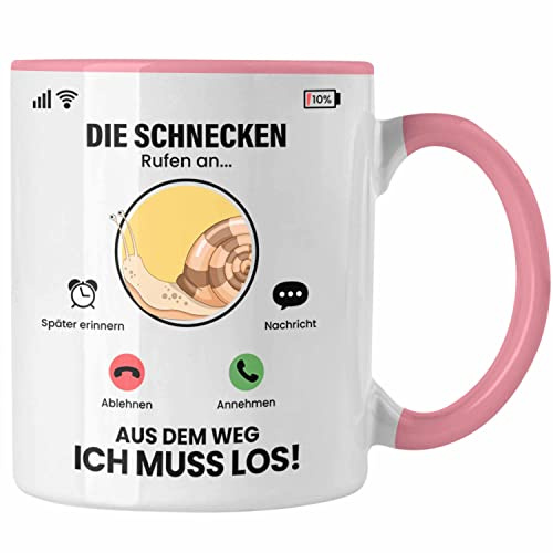 Trendation - Die Schnecken Rufen An Tasse Geschenk für Schnecken Züchter Besitzer Geschenkidee Lustig Spruch (Rosa)