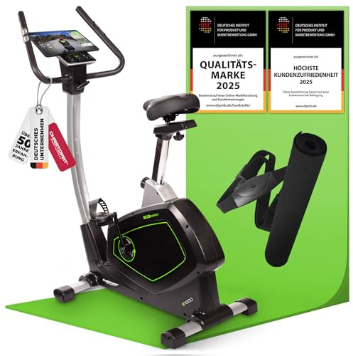 CHRISTOPEIT Ergometer Heimtrainer Eco 1000 | Fitnessfahrrad mit Generator – Stromlos trainieren, leise, 10kg Schwungmasse, Bluetooth, Kinomap-App, bis 150kg