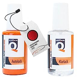uniQum Autolack Stift + Klarlack im Vorteilsset fürs Auto für VOLKSWAGEN KINGS RED LC3J Autolack Reparatur 2 x 30 ml