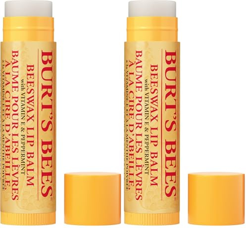 Burt's Bees 100 Prozent Natürlicher feuchtigkeitsspendender Lippenbalsam, Original Bienenwachs, mit Vitamin E und Pfefferminzöl, 1 Stift, 0.15 oz/ 4.25 g (Packung mit 2)