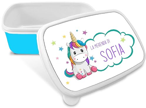 Mr. Gadgets Porta merenda personalizzato con nome -diversi modelli e colori CELESTE