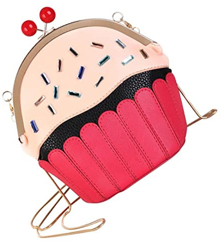 Beaupretty Paquet Bandoulière Rouge en PU Design Gâteau Glace, Capacité Modérée, Usage Solide et Pratique, pour Shopping et Camping