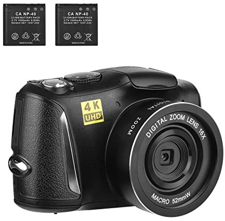 4K/60FPS 48MP Appareil photo numérique haute résolution multifonctionnel portable Zoom numérique 16X Caméscope vidéo avec écran IPS de 3,2 pouces Type-C Charge pour enregistrement vidéo portrait