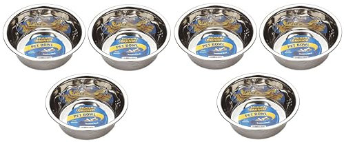 Multipack - Munch & Crunch Stainless Steel 20cm Dog Bowl - Ideal for Small, Medium, & Large Dogs - Perfect for Cats and Dogs - Pets Feeder and Water Bowl (Metal Pet Bowl, Pack of 6)