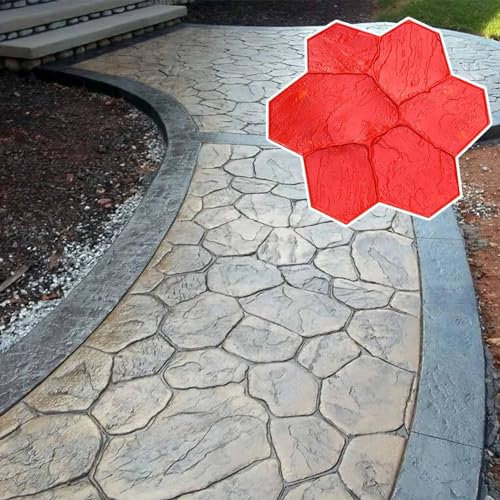 Moldes Hormigon Impreso Estera de Impresión de Cemento con Mango, Moldas de Piel de Textura de Concreto para Jardín, Pasarelas, Pasillos, Herramientas de Tostador de Piso de Patrón de Piedra Decorativ