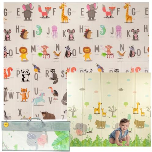 Alfombra Bebe Acolchada Plegable 180x200x1cm – Tapete Actividades Impermeable Reversible – Gimnasio Infantil – Manta Juegos y Regalo Ideal – Parque Infantil Bebé – Tapete Bebé – Colchoneta Suelo