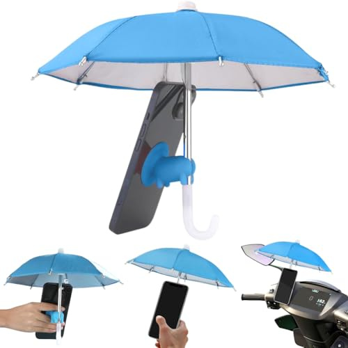 QYEHF Anti-Glare Phone Umbrella Sun Shade, Holder with Suction Plug for Car Navigation Sunscreen, Mini Sunscreen Travel Cell Phone Umbrella, Smartphone Outdoor Stand (blue)