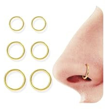 ORAZIO 6 Stück Nasenpiercing Ring Gold Nasenpiercing Chirurgenstahl Helix Piercings Gold Nasenring Septum Piercing Ohr Gold Conch Lippen Tragus Piercing Set Nasenpiercing Gold Schmuck 16G