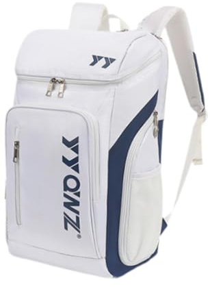 kowaku Badminton-Rucksack, große Kapazität, Schlägertasche, vielseitiger Tennis-Rucksack, Badminton-Tasche für Outdoor-Reisen, Bälle, Zubehör, Weiß Dunkelblau