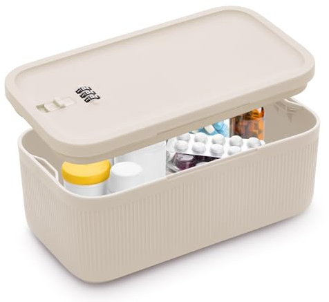 chefeggukk Kleine abschliessbare Box mit Kombinationsschloss - Sicherer Aufbewahrungsbox für Medikamente, Handy, Snacks - Für Haushalt, Kühlschrank, Büro & Reisen - BPA-frei (23,5 x 12,8 x 9,2 cm)