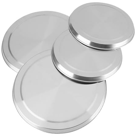 COLLBATH Couvercles de Brûleurs en Acier Inoxydable Argenté pour Cuisinière Électrique Forme Ronde Lot de 4 Pièces Protection Cuisine Moderne