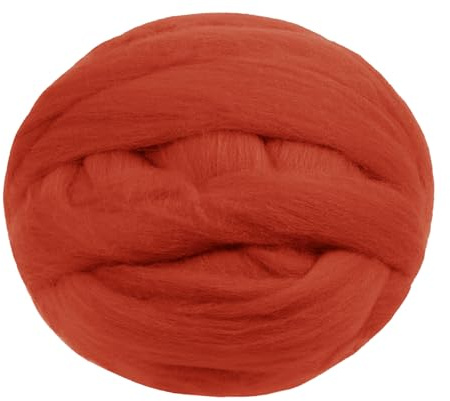 Uiopa Lana de Fieltro, 100g Lana Gruesa para Manualidades de Fieltro, Lana Naranja Oscuro de Fieltro para Fieltro de Aguja, Fieltro Húmedo, Decoración, Proyectos de Bricolaje