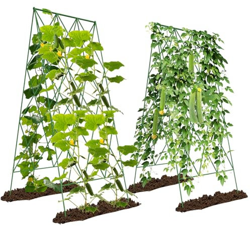 Ytaoeo Metall Gurke Rankgitter Tomaten Rankhilfe Garten 2 Stück, Spalier Gitternetz Kletterpflanzen Pflanzenstütze für Blumen & Nutzpflanzen, Einstellbare Breite, Grün